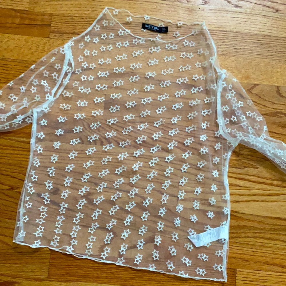 Nasty gal sheer star shirt size small